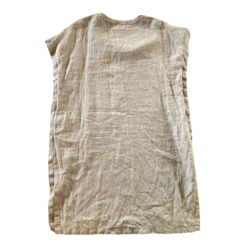 Poetry 100% Linen Lagenlook Coastal Resort Womens 12/14 Green Shirt Dress - Picture 9 of 11